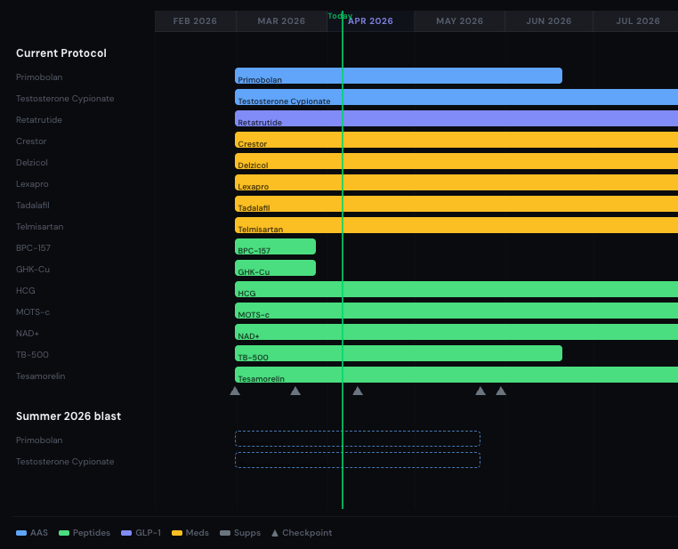 Protocol Gantt timeline