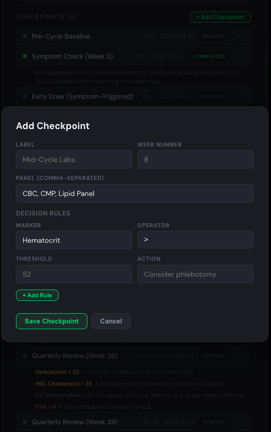 Checkpoint rule editor