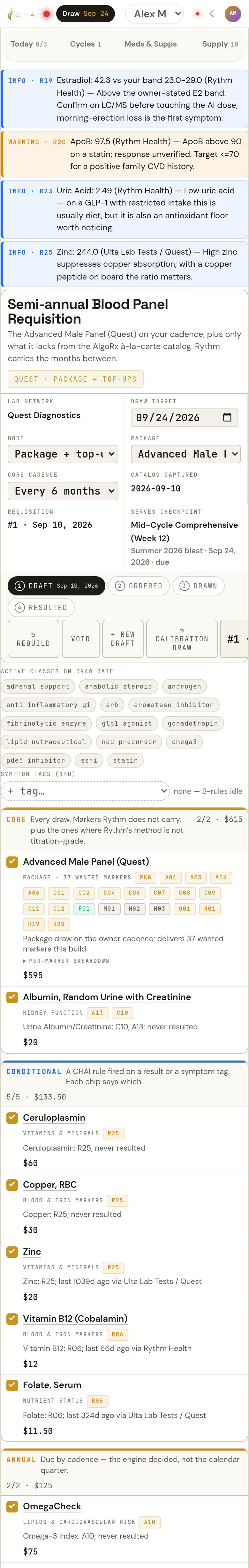 Requisition with package and à-la-carte lines and the CHAI AI review